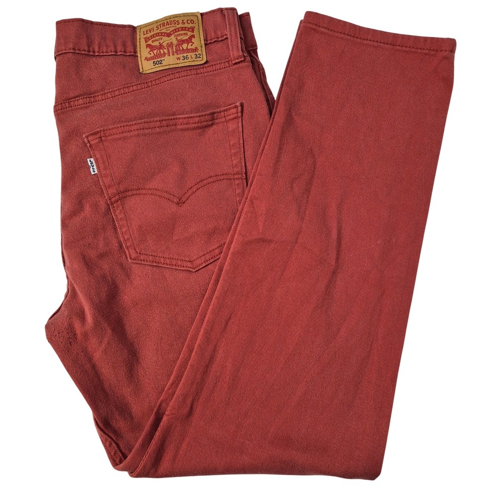 Levi's 502 Taper Jeans Mens 36x32 (38 x 31) Orange Regular Fit‎ Stretch Denim